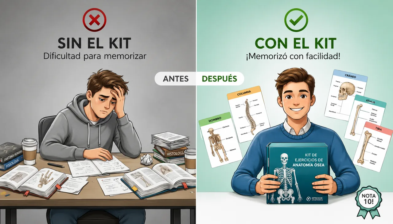 Antes y después: estudiar sin el kit vs. estudiar con los ejercicios y flashcards